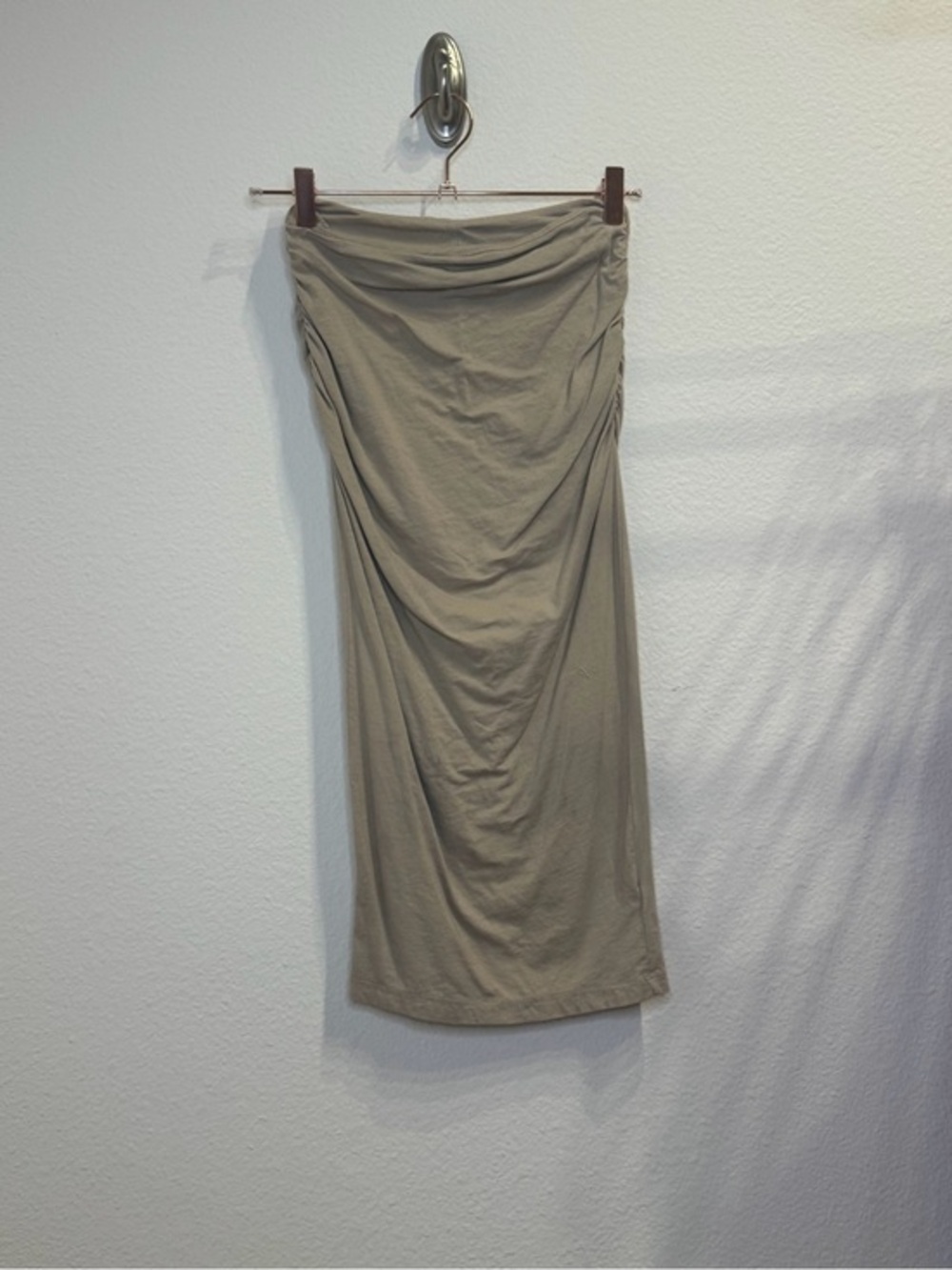 James Perse Taupe Midi Ruched Skirt